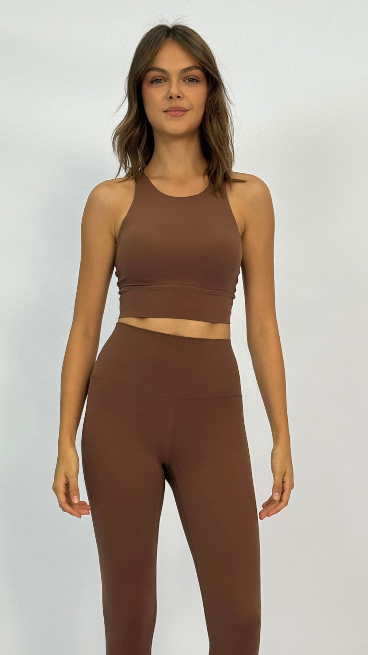 Brown Crisscross-Back Sports Bra