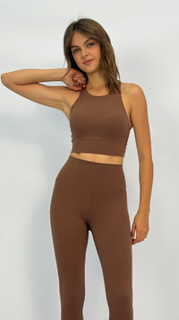 Brown Crisscross-Back Sports Bra