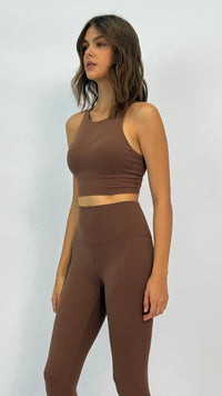 Brown Crisscross-Back Sports Bra