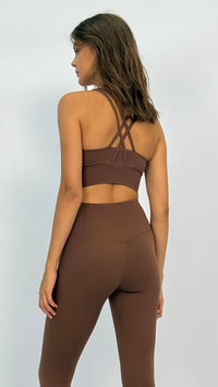 Brown Crisscross-Back Sports Bra