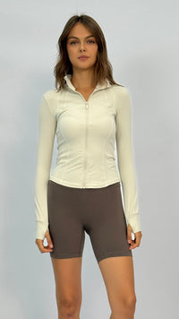 Carly Off-White Slim Fit Athletic Jacket