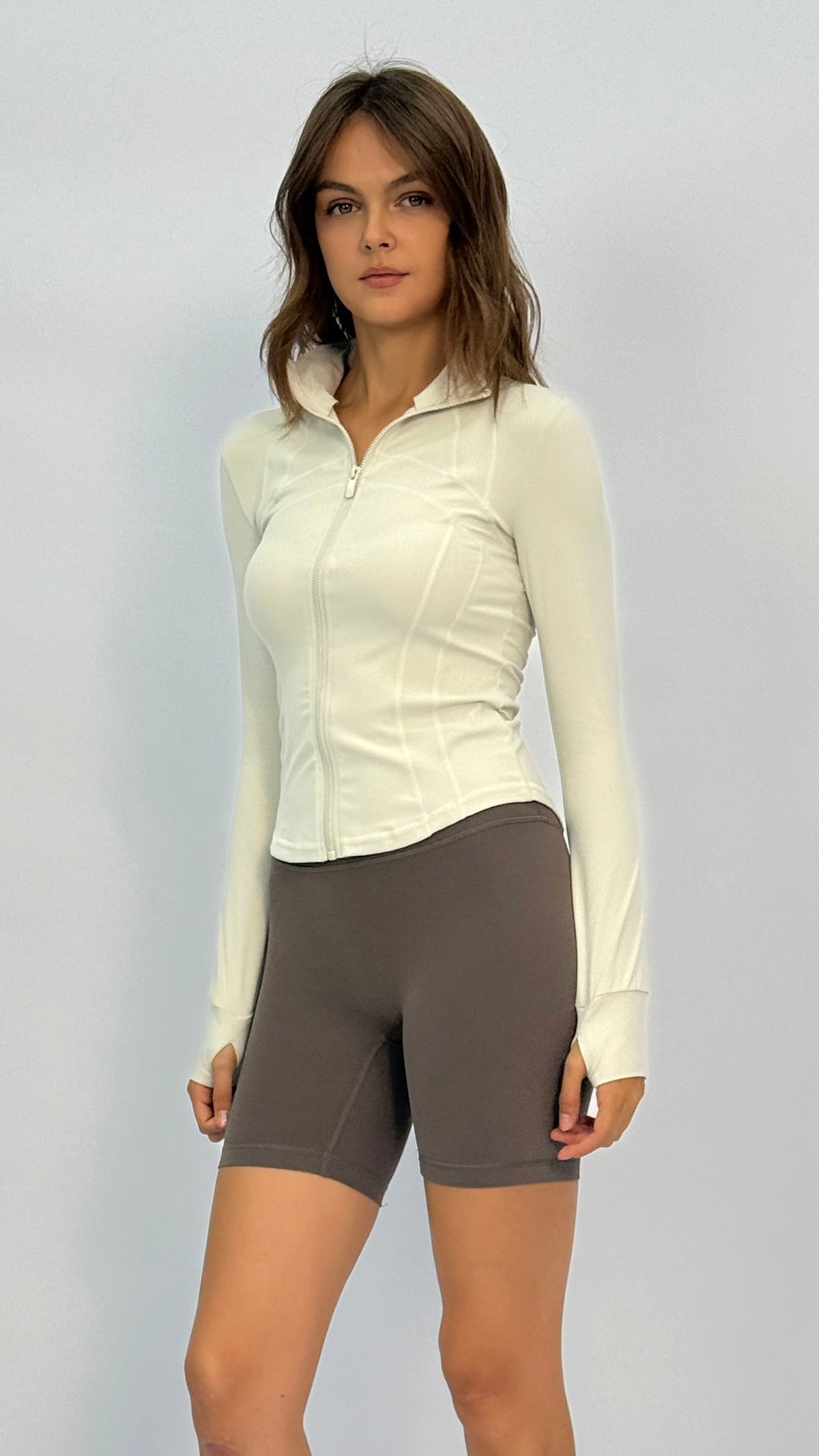 Carly Off-White Slim Fit Athletic Jacket