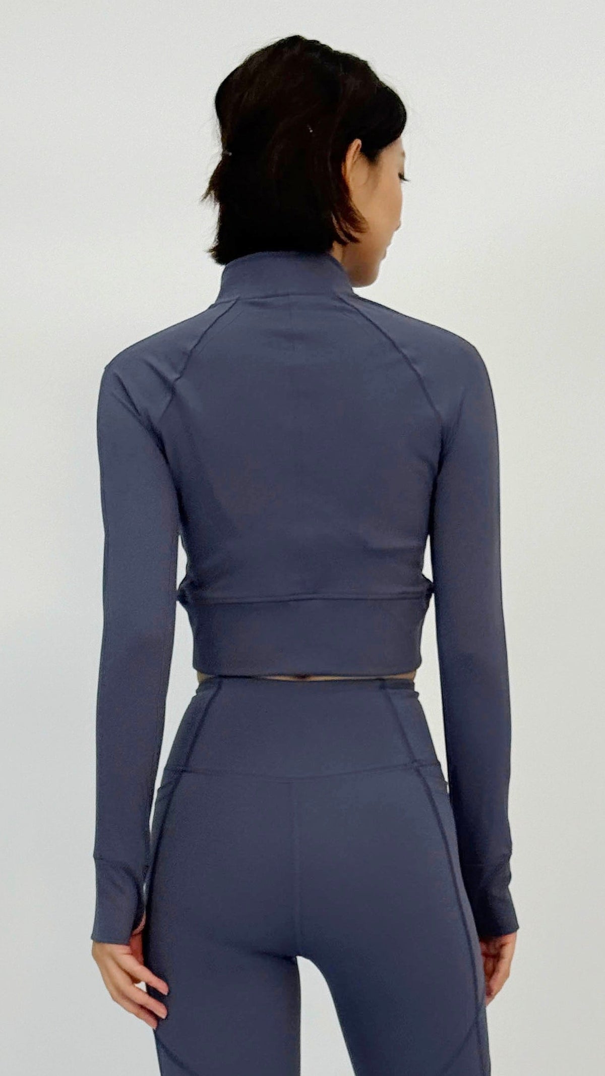 Navy Cropped Yoga Jacket