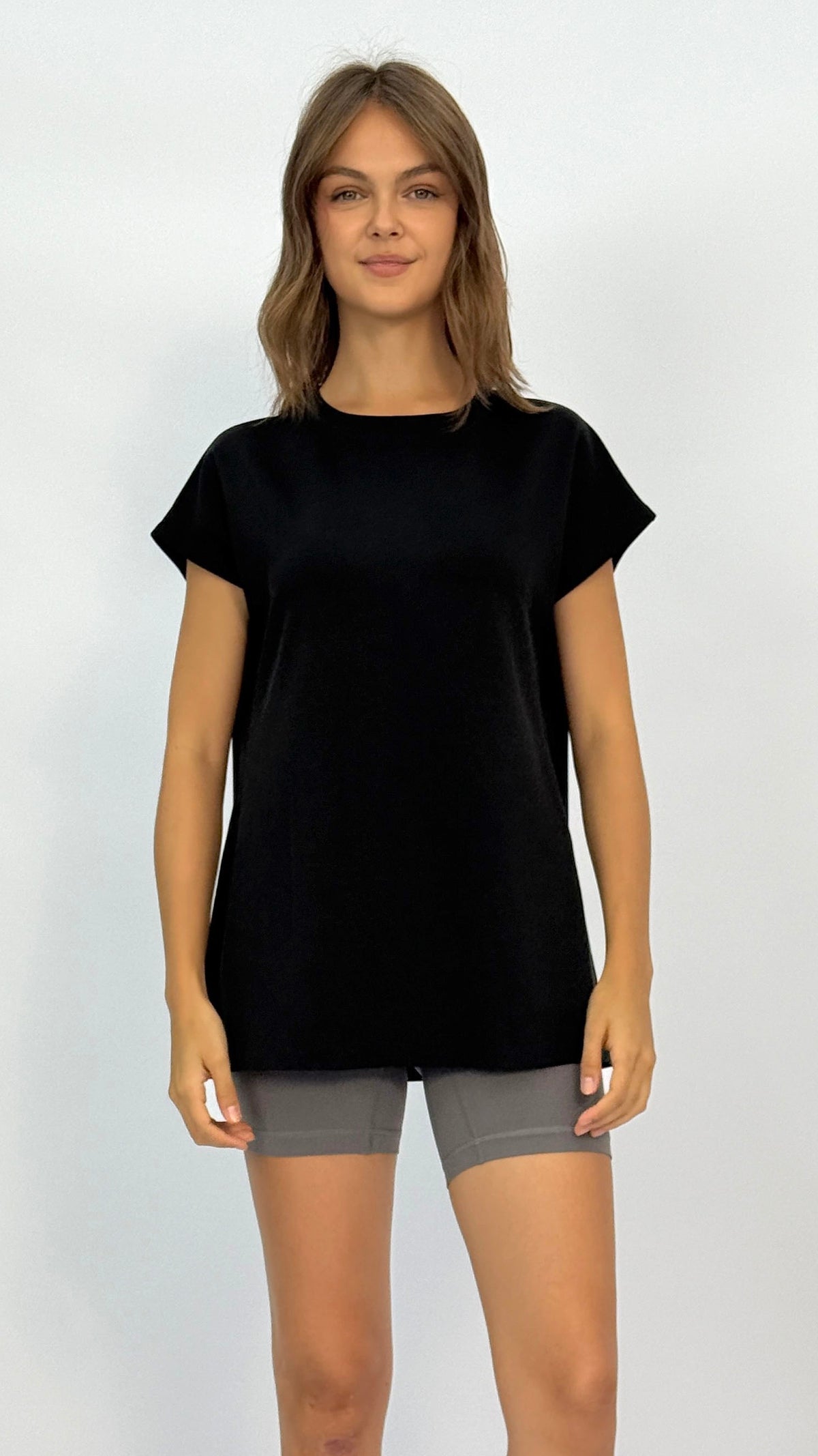 Black Longline Athletic T‑Shirt