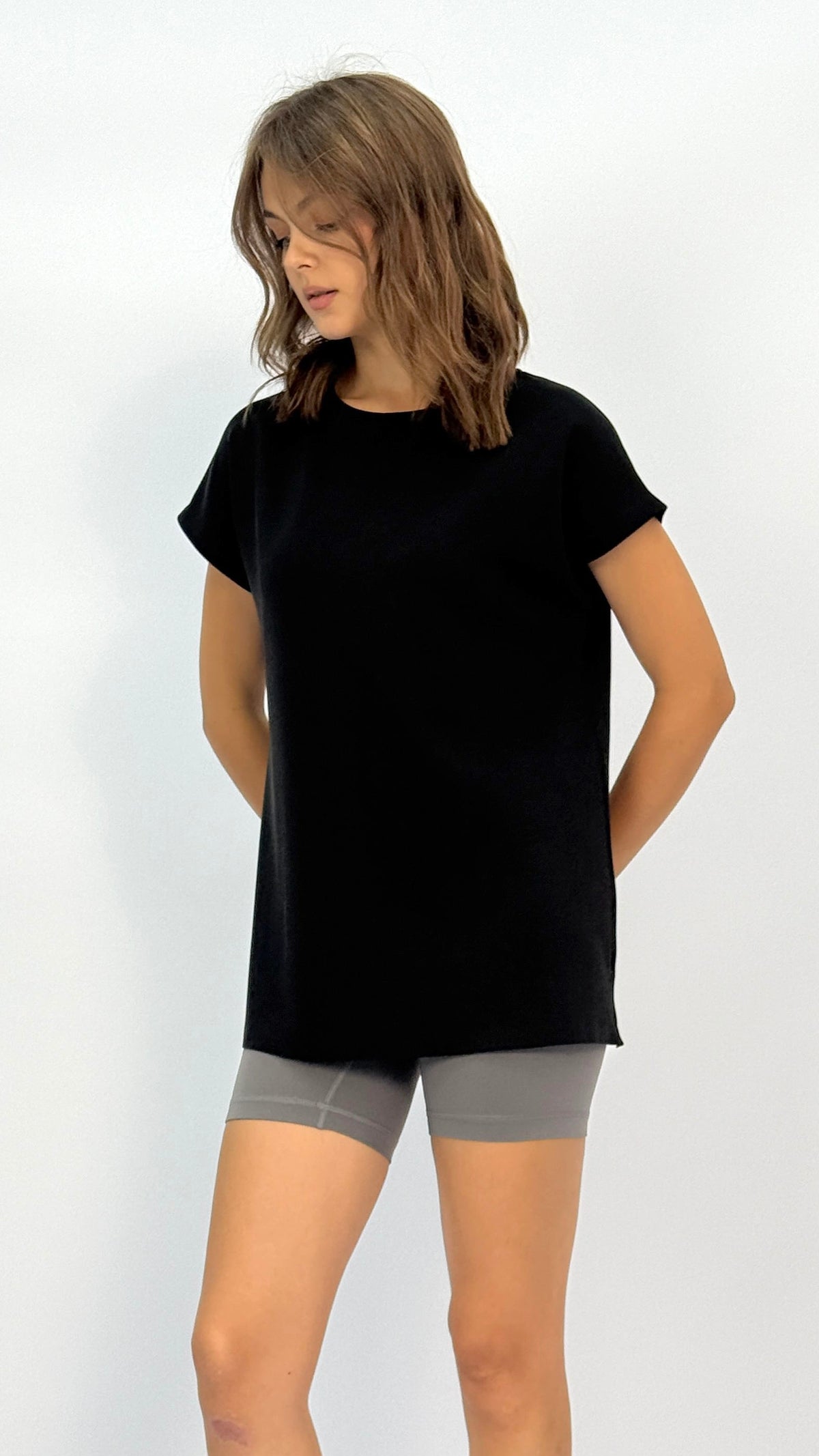 Black Longline Athletic T‑Shirt