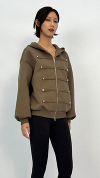 Lindor Olive Decorative Metal‑Button Jacket