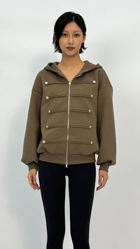 Lindor Olive Decorative Metal‑Button Jacket