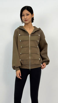 Lindor Olive Decorative Metal‑Button Jacket