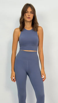 Slate Blue Crisscross-Back Sports Bra