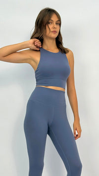 Slate Blue Crisscross-Back Sports Bra