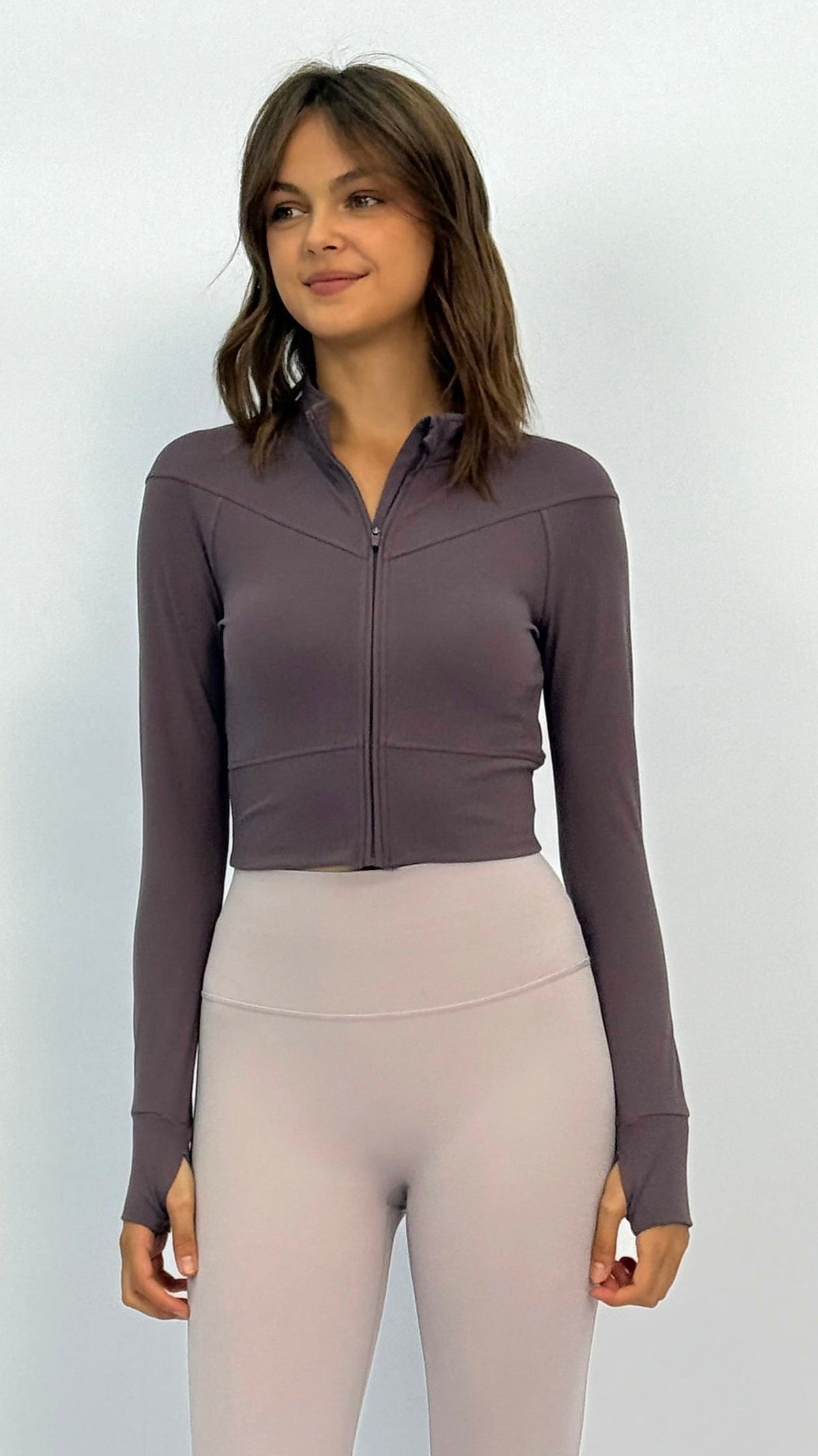 Plum Cropped Yoga Jacket