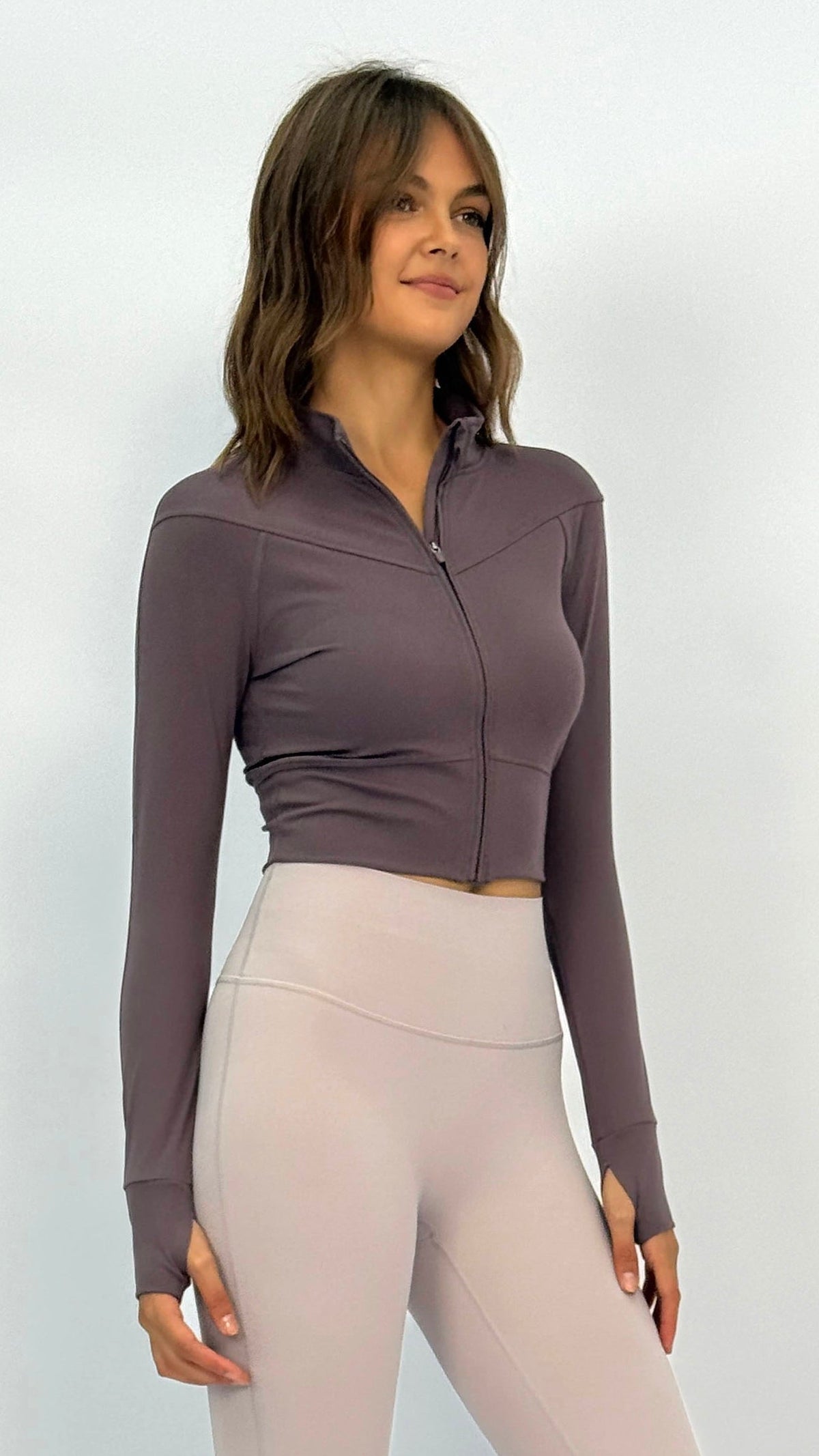 Plum Cropped Yoga Jacket