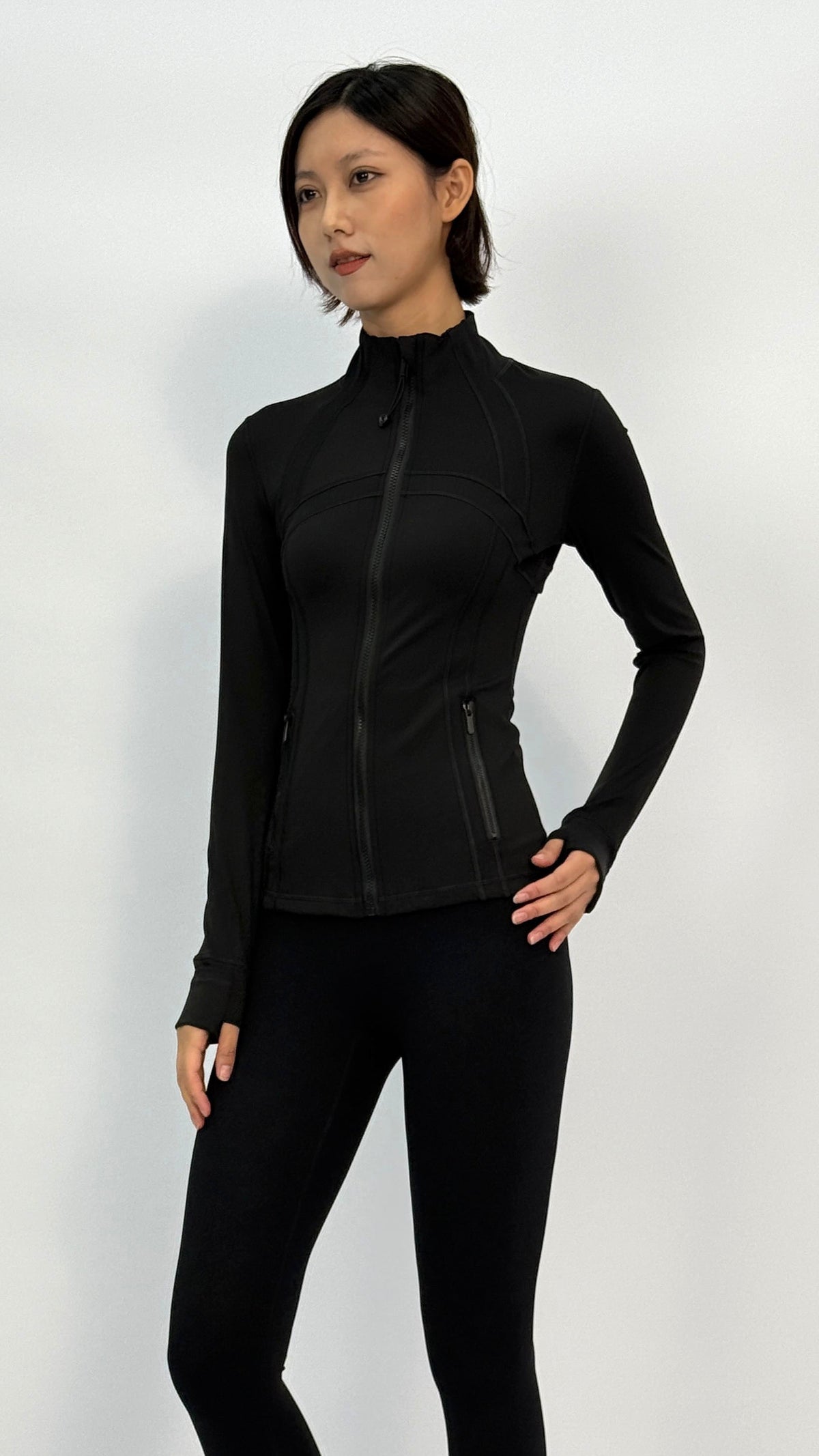 Black Slim Contour Yoga Jacket