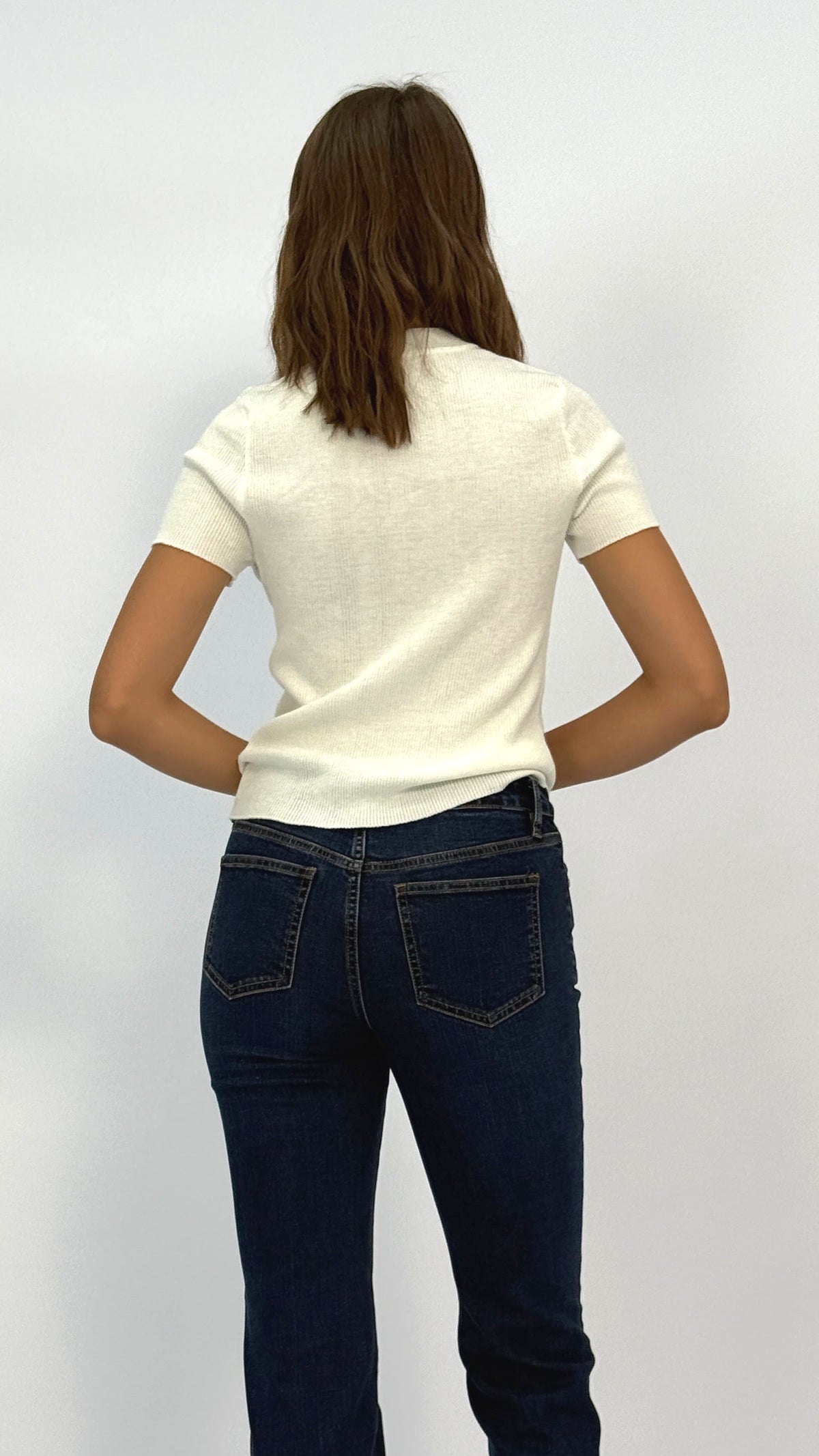 Elsa White Mock-Neck Ribbed Top