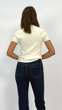 Elsa White Mock-Neck Ribbed Top