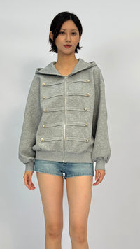 Lindor Grey Decorative Metal‑Button Jacket