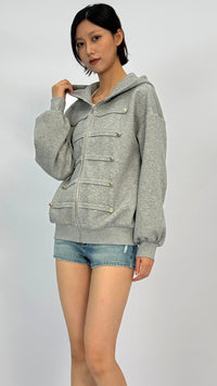 Lindor Grey Decorative Metal‑Button Jacket