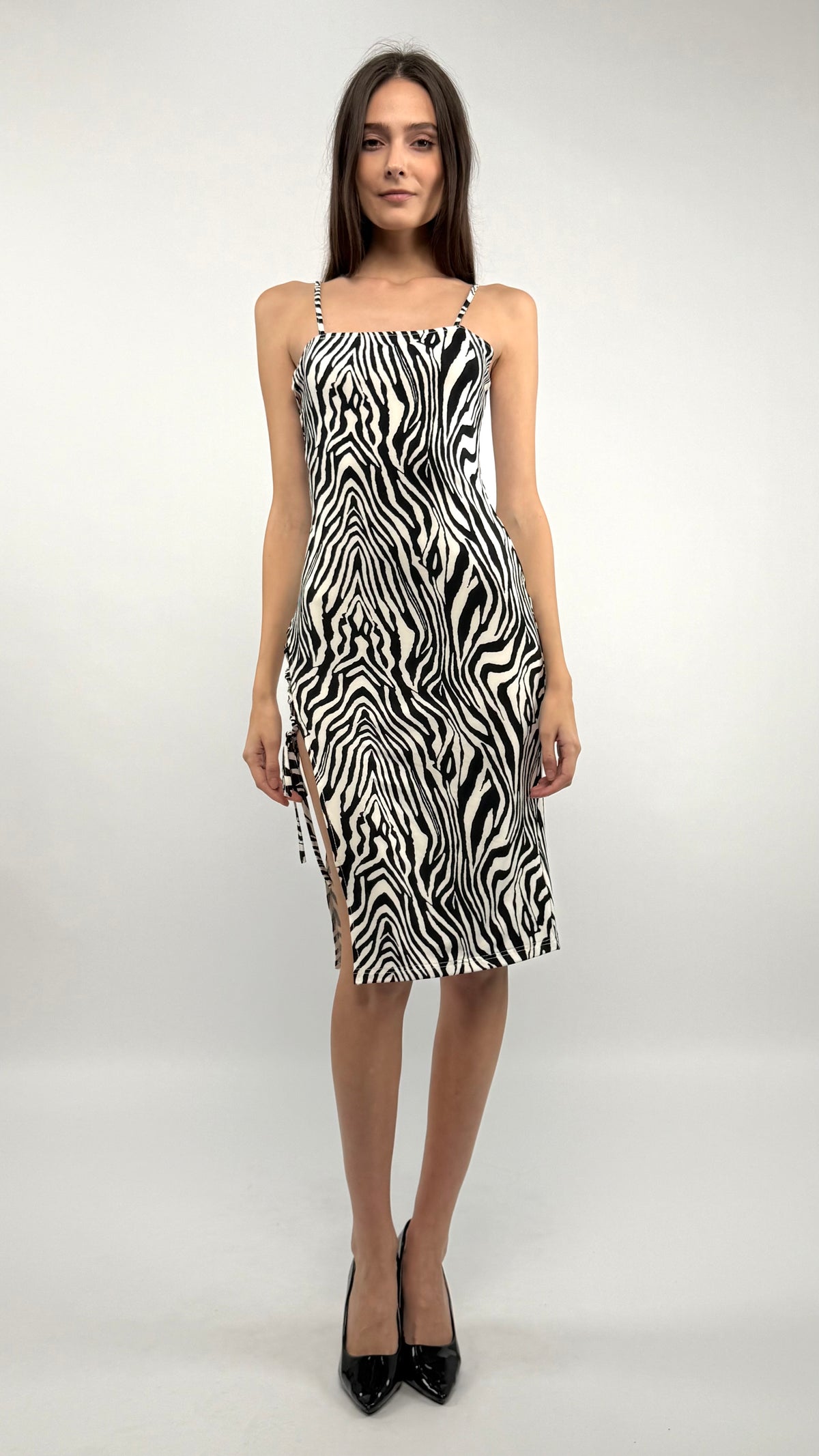 Zebra Print Midi Dress