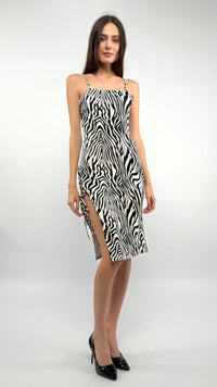 Zebra Print Midi Dress