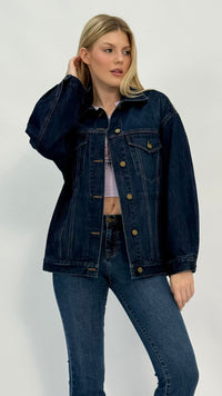 Macie Oversized Dark Wash Denim Jacket