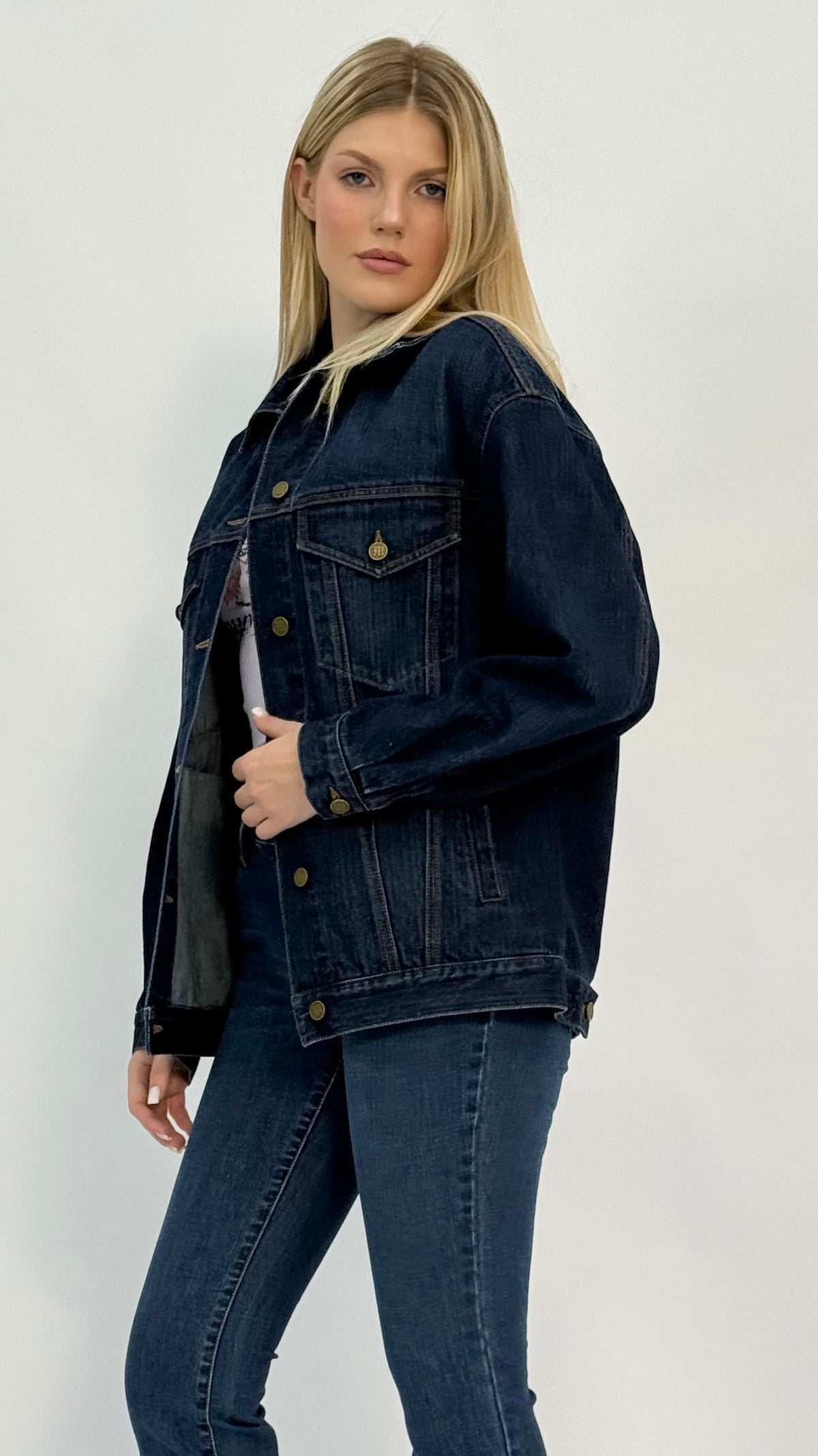 Macie Oversized Dark Wash Denim Jacket