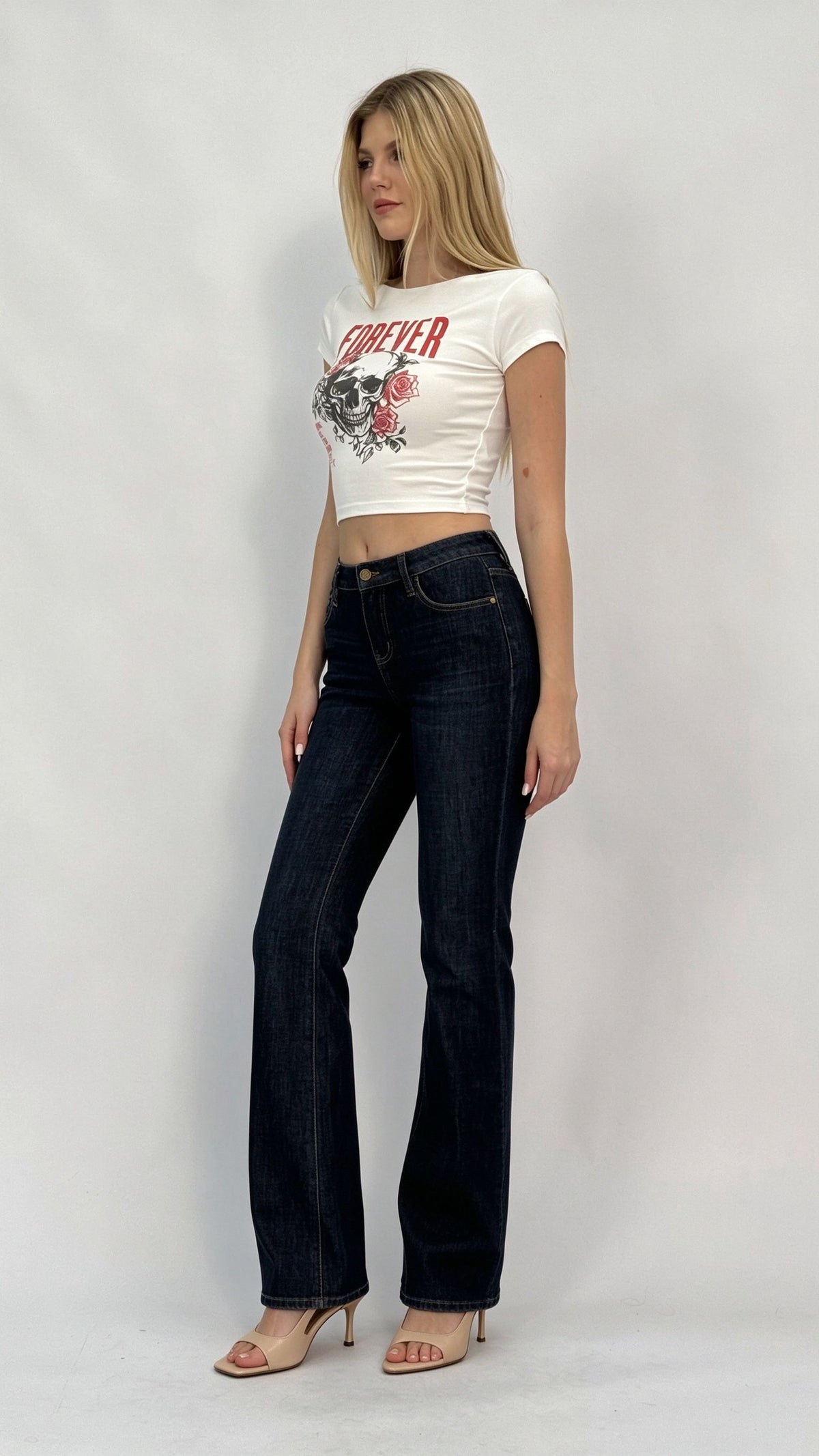 Ultra Dark Mid-Waist Flare Denim Jeans