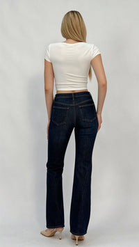 Ultra Dark Mid-Waist Flare Denim Jeans