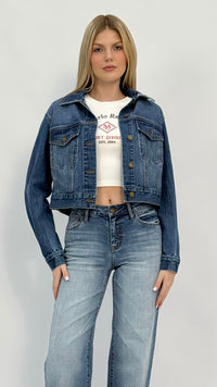 Cassie Medium Wash Cropped Denim Jacket