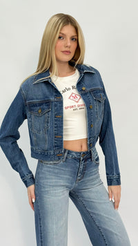 Cassie Medium Wash Cropped Denim Jacket