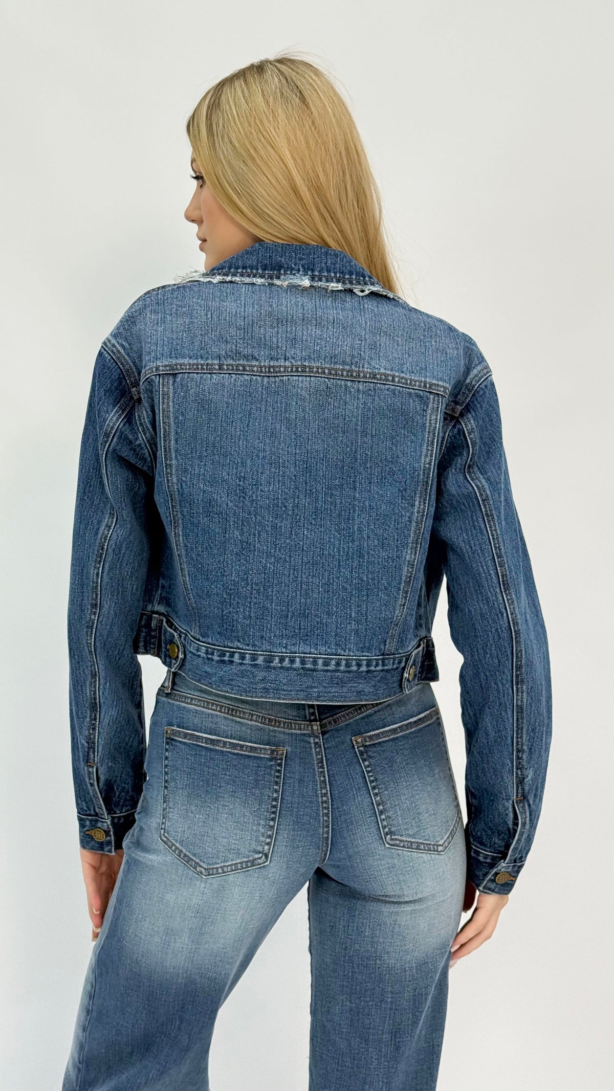 Cassie Medium Wash Cropped Denim Jacket