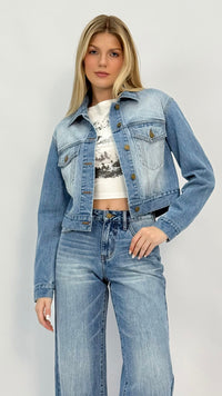 Cassie Light Wash Cropped Denim Jacket