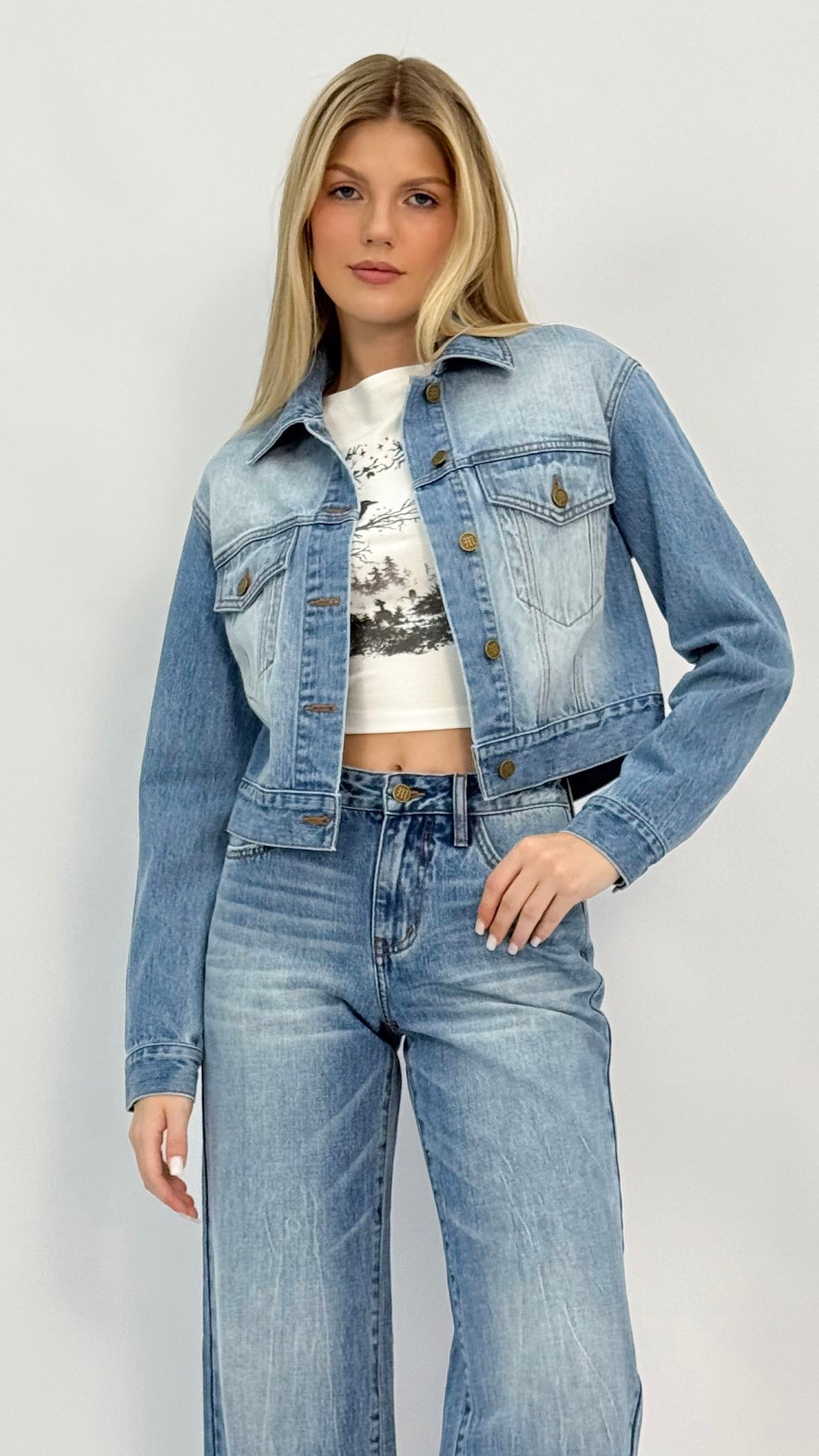 Cassie Light Wash Cropped Denim Jacket