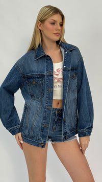 Macie Oversized Dark Vintage Wash Denim Jacket