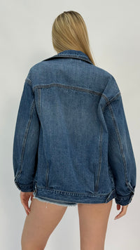 Macie Oversized Dark Vintage Wash Denim Jacket