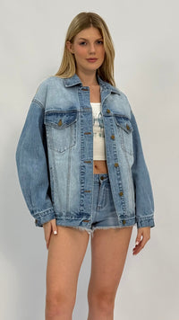Macie Oversized Light Vintage Wash Denim Jacket