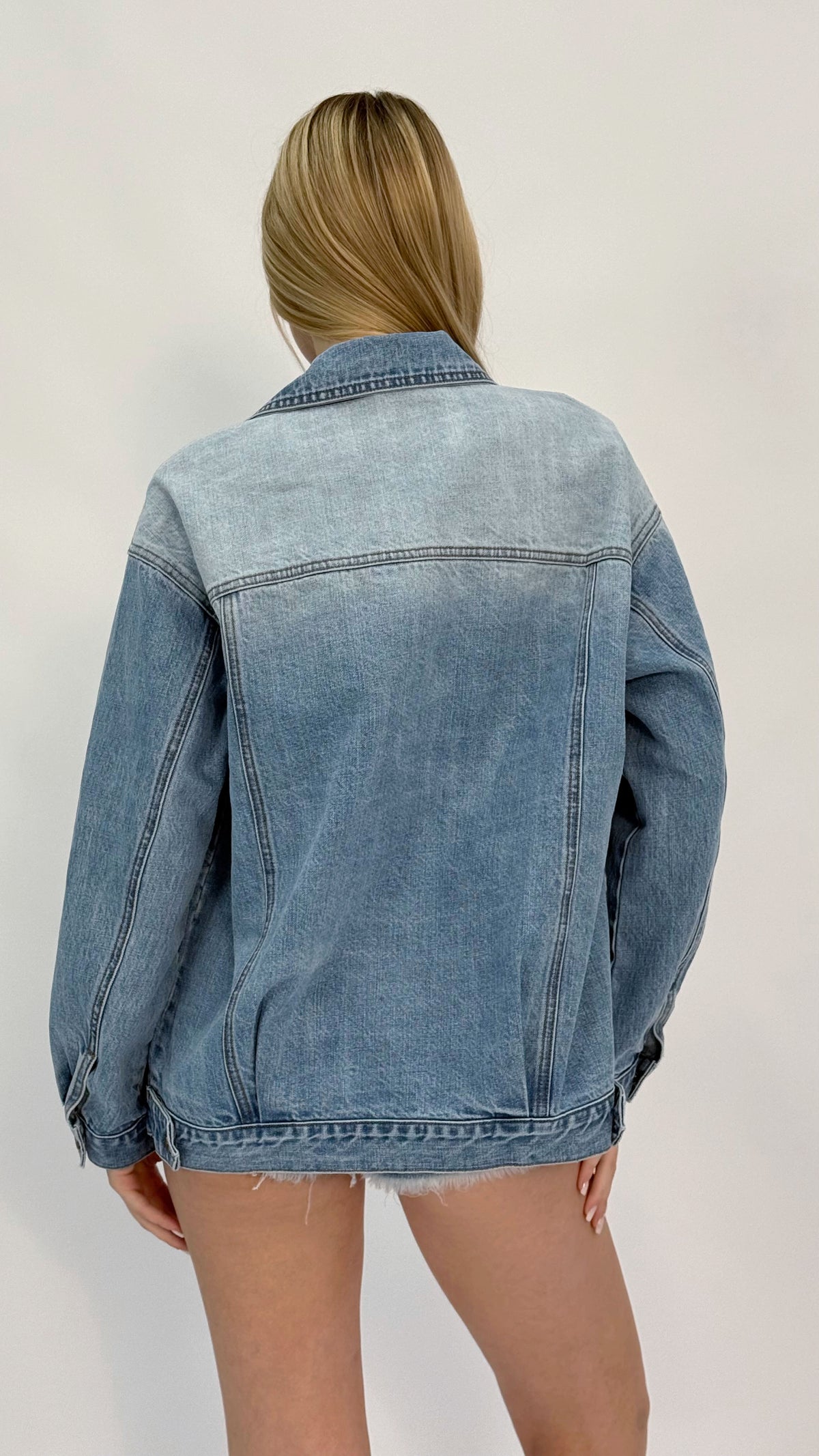 Macie Oversized Light Vintage Wash Denim Jacket