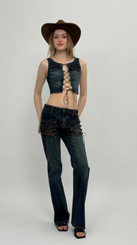 Jordy Denim Lace Up Jeans