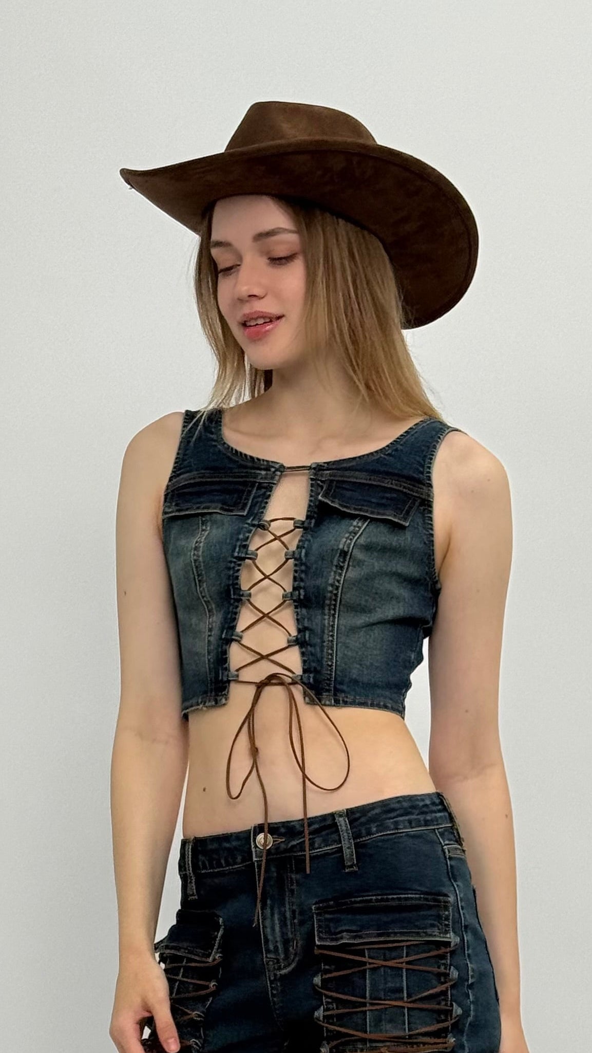 Jordy Denim Lace Up Set