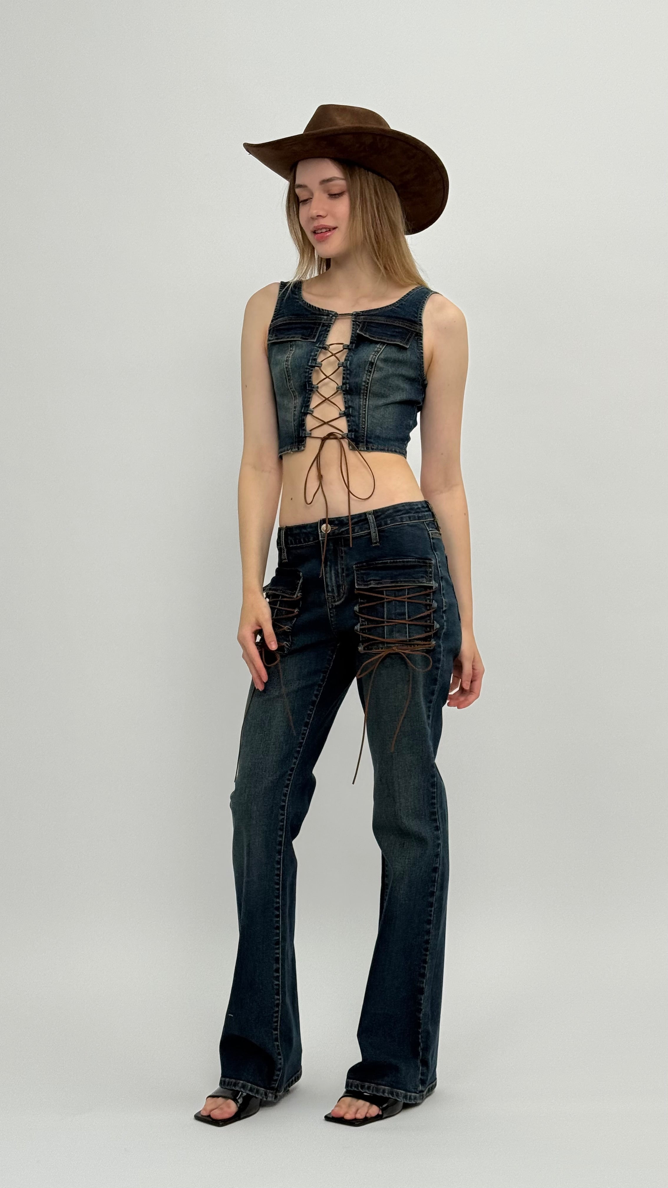 Jordy Denim Lace Up Jeans