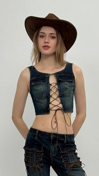 Jordy Denim Lace Up Set