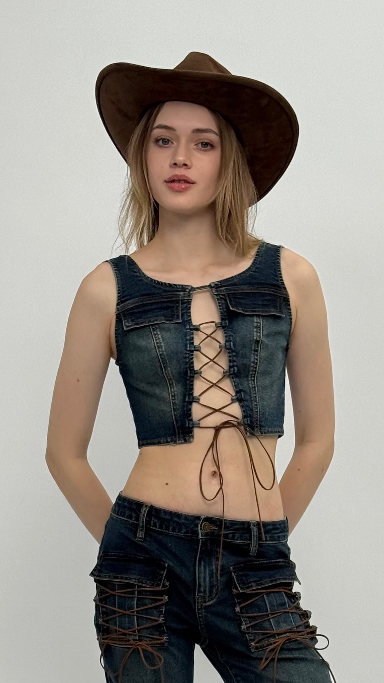 Jordy Denim Lace Up Set