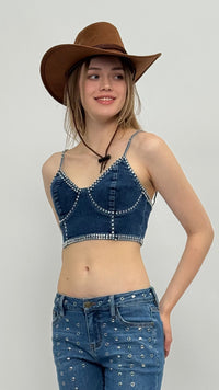 Ellie Embellished Denim Top