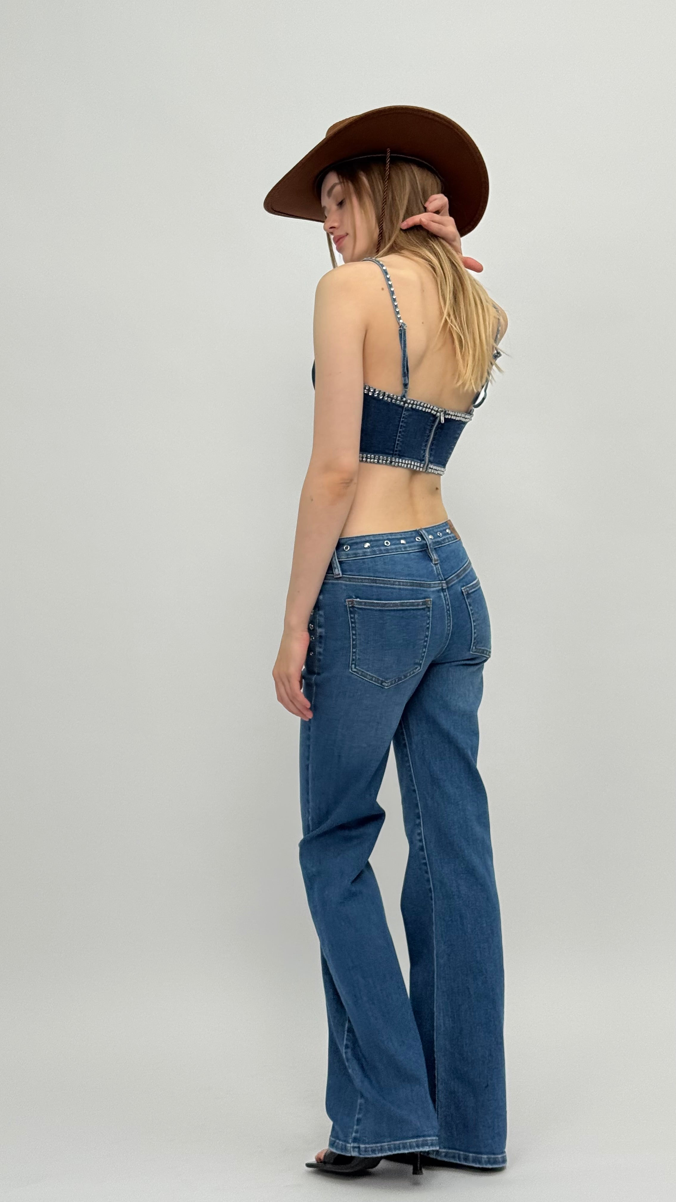 Kara Low Waisted Rivet Jeans