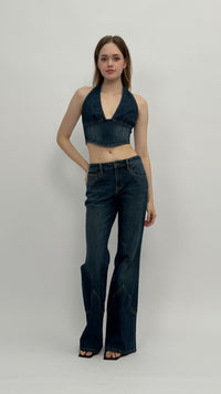 Miley Dark Wash Halter Top