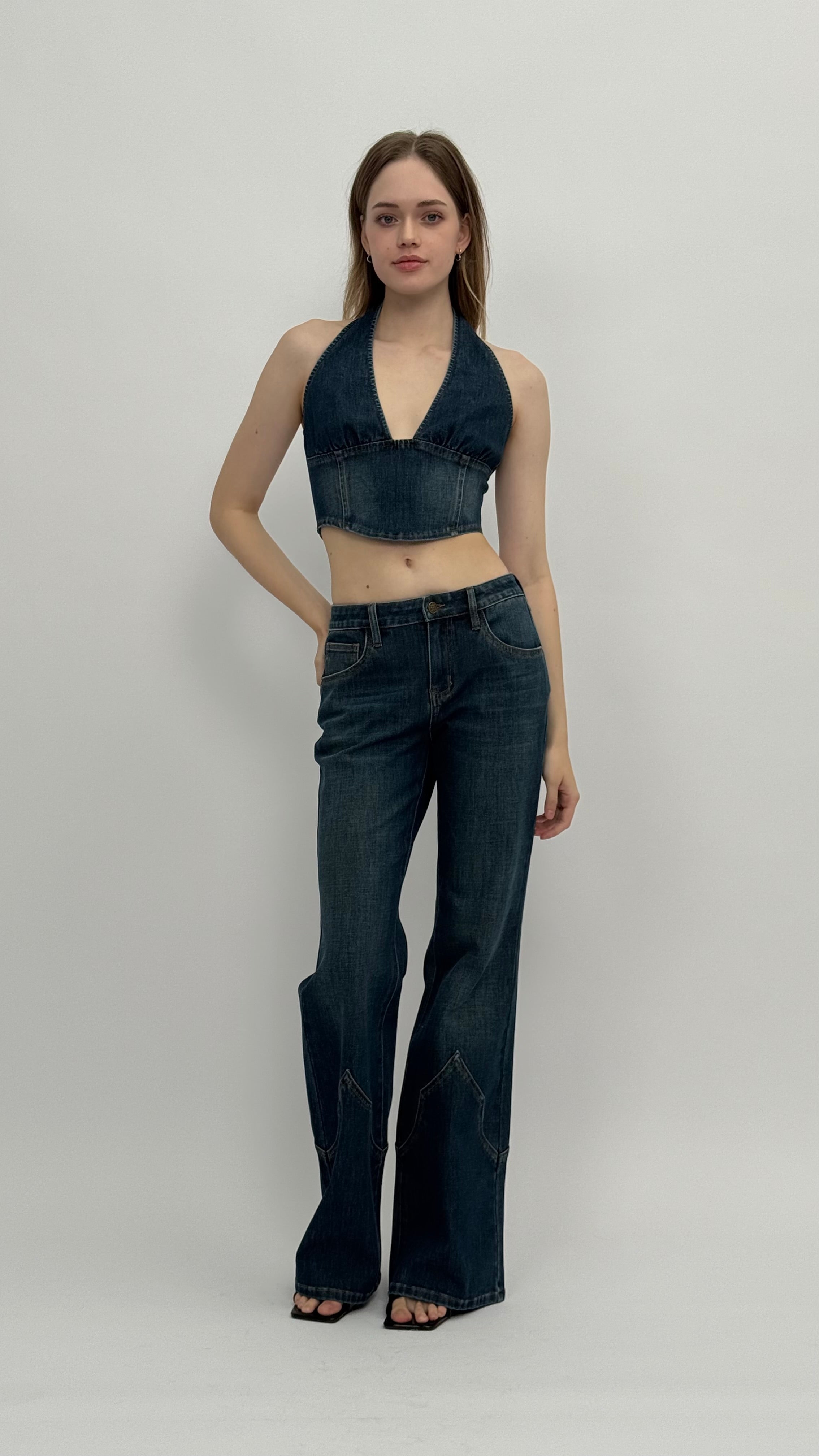 Miley Dark Wash Halter Top