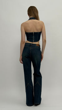 Miley Dark Wash Halter Top