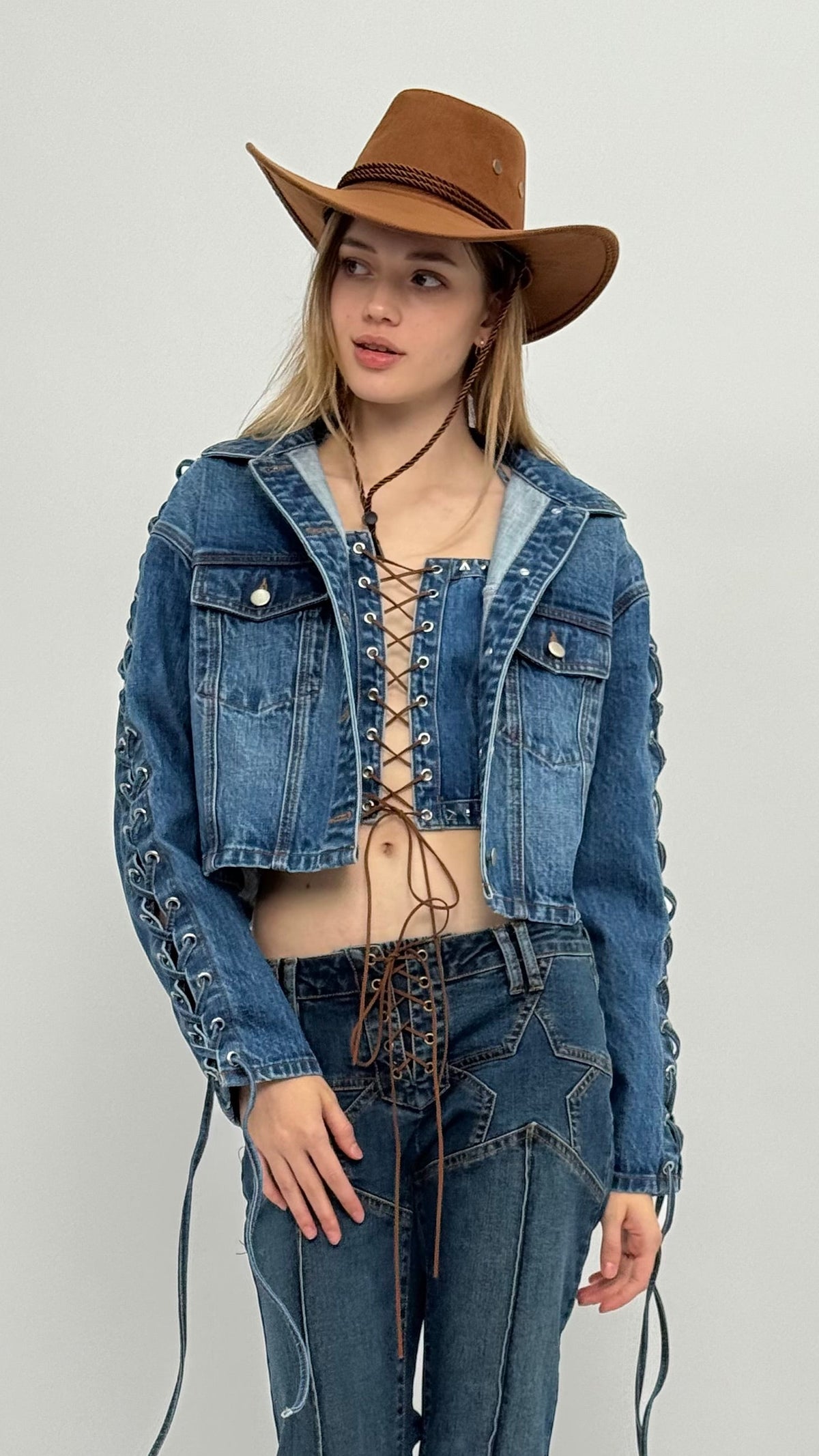 Bailey Lace Up Denim Jacket