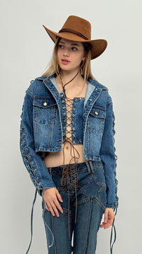 Bailey Lace Up Denim Jacket