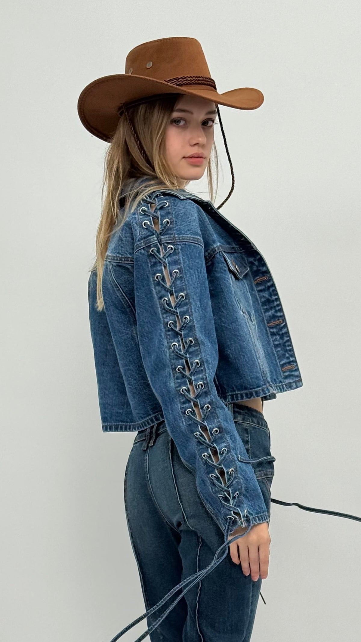 Bailey Lace Up Denim Jacket