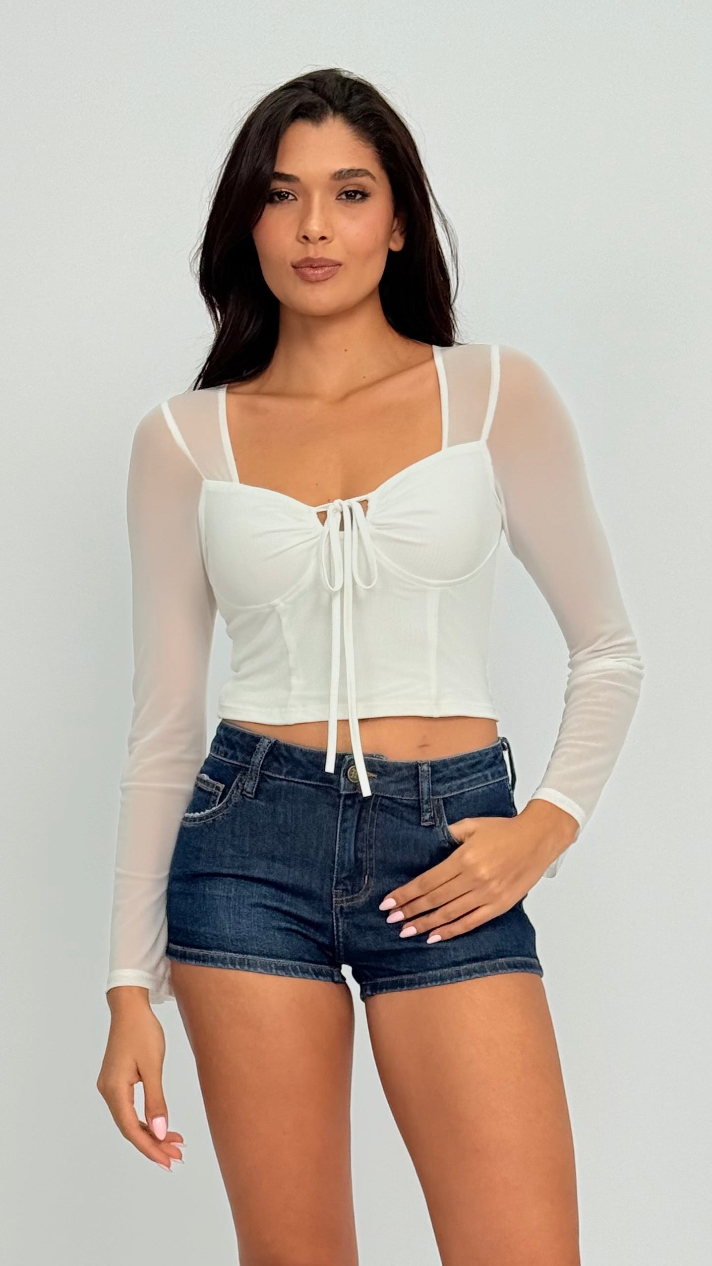 Kenzie Long Sleeve Bustier Top